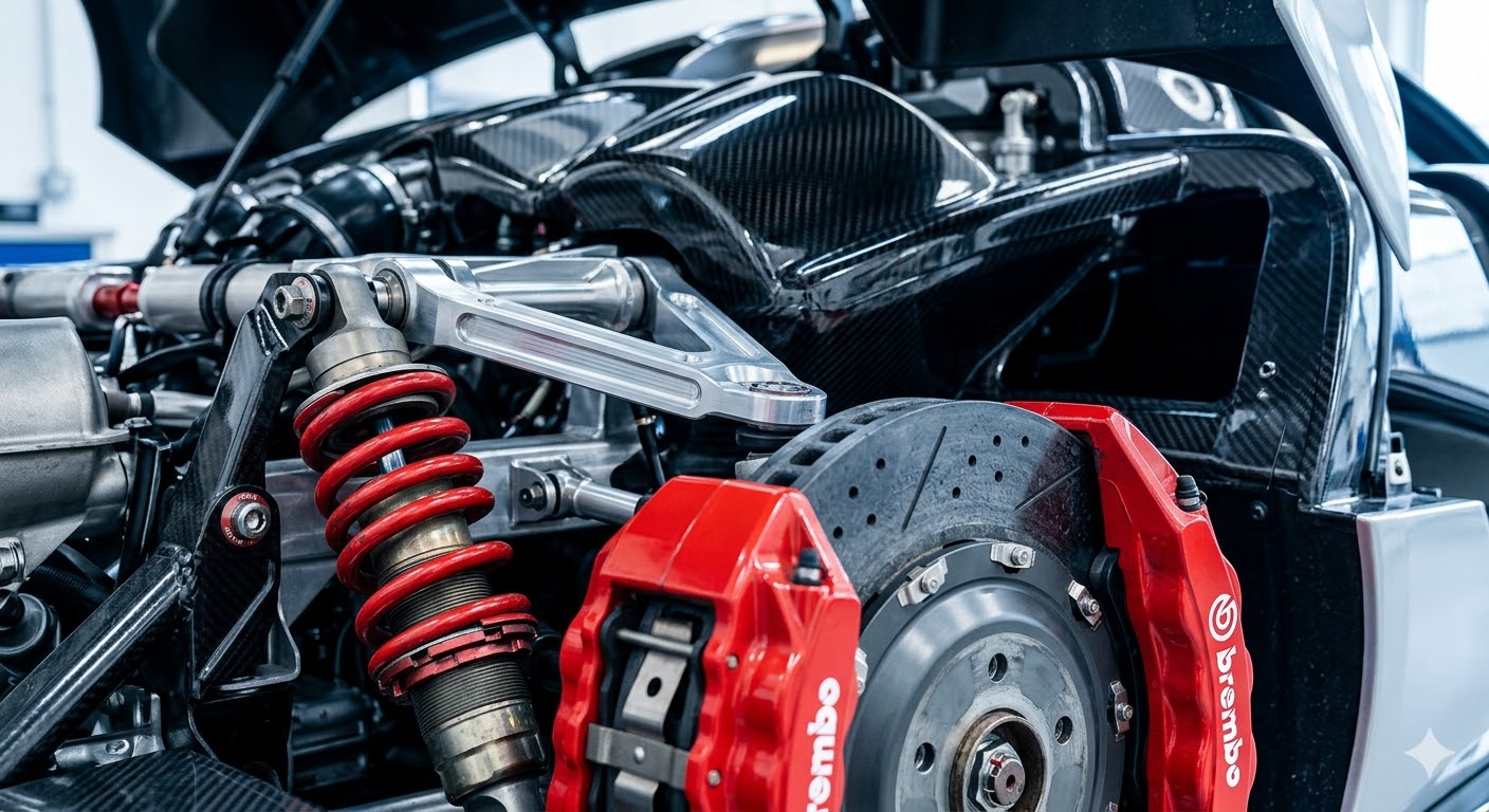 High-performance engine bay showing precision-machined components